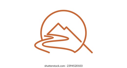 minimalist mountain logo design, line design, simple logo.