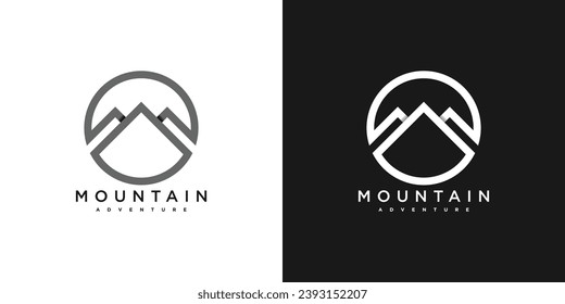 Minimalist mountain logo design. Premium Vector