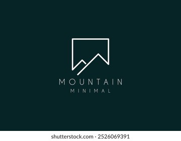 Minimalist mountain logo design. Premium Vector