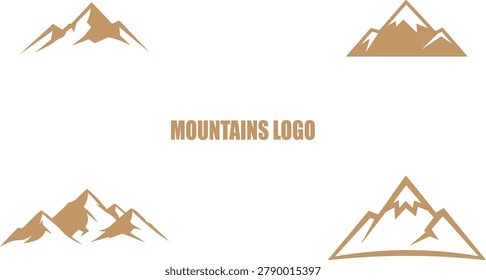 Minimalist mountain logo design set with golden gradient and modern flat style