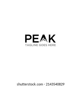 Minimalist mountain peak logo design black and gray on white background