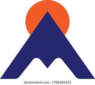 Minimalist Mountain Peak Logo Design with Rising Sun Icon