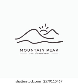 Minimalist Mountain Peak Logo for Outdoor Travel Adventure Concept