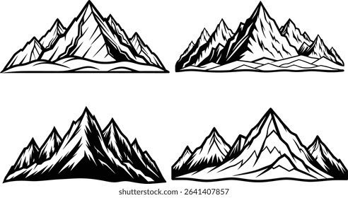 Minimalist Mountain Peaks with Bold Lines and Clean Silhouette Art