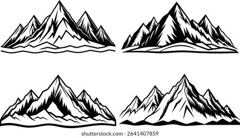 Minimalist Mountain Peaks with Bold Lines and Clean Silhouette Art
