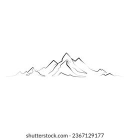 Minimalist Mountain Print, Mountain Line Art, Nature Prints, Printable Wall Art Line Drawing Landscape