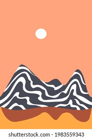 minimalist mountain range  abstract landscape vector print