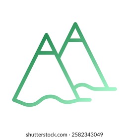 Minimalist Mountain Range Icon with Green Gradient
