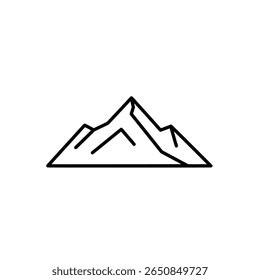 Minimalist mountain range outline. Simple hills landscape line art icon.