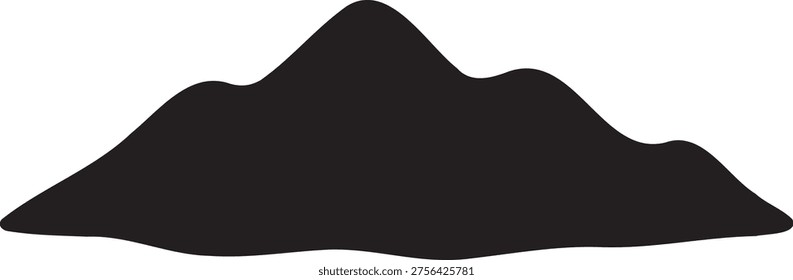 Minimalist Mountain Range Silhouette Isolated on White Background.