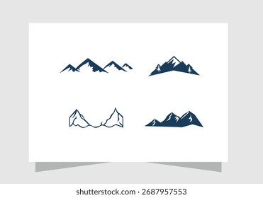 Minimalist Mountain Range Silhouette Logo, Hill Icon vector design