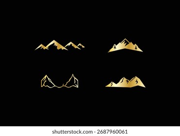 Minimalist Mountain Range Silhouette Logo, Hill Icon vector design