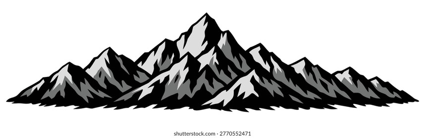 Minimalist Mountain Range Vector Bold Black and White Peaks



