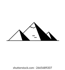 Icono minimalista del Vector de la cordillera, diseño geométrico simple para la naturaleza y los logotipos al aire libre