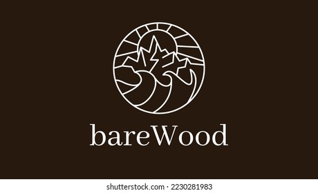 Minimalist Mountain Sea Wood works oasis Sea Beach Logo Design