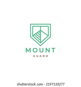 minimalist mountain with shield logo design