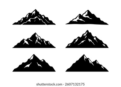 Minimalist mountain silhouette vector set for graphic design projects.