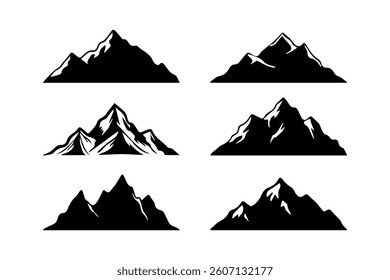 Minimalist mountain silhouette vector set for graphic design projects.