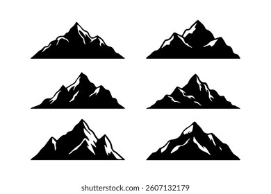 Minimalist mountain silhouette vector set for graphic design projects.