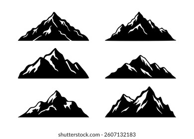 Minimalist mountain silhouette vector set for graphic design projects.