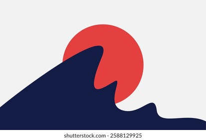 Minimalist Mountain Sun Background Vector