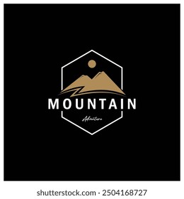 Minimalist mountain and sun logo design in flat colors packed with modern concepts vector illustration