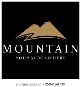 Minimalist mountain and sun logo design in flat colors packed with modern concepts vector illustration