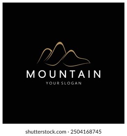 Minimalist mountain and sun logo design in flat colors packed with modern concepts vector illustration
