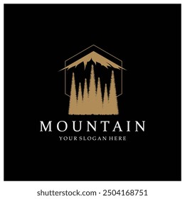 Minimalist mountain and sun logo design in flat colors packed with modern concepts vector illustration