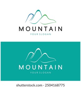 Minimalist mountain and sun logo design in flat colors packed with modern concepts vector illustration