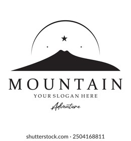 Minimalist mountain and sun logo design in flat colors packed with modern concepts vector illustration