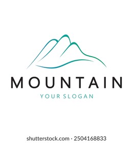 Minimalist mountain and sun logo design in flat colors packed with modern concepts vector illustration