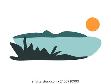Fondo vectorial de montaña minimalista con pincel de acuarela y textura de arte de línea dorada. Perfecto para impresiones, imágenes de pared y copias de lienzo como abstract d