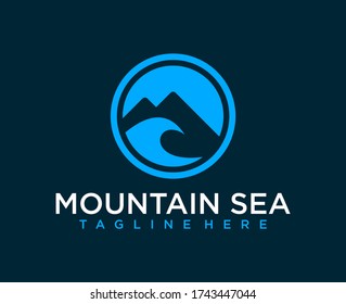 minimalist mountain and wave logo