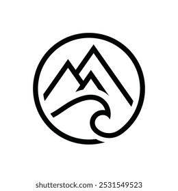 Inspiración minimalista del diseño del logotipo de las ondas de montaña