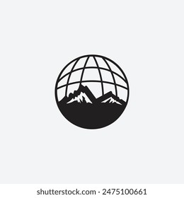 Minimalist Mountain World Logo Icon Design