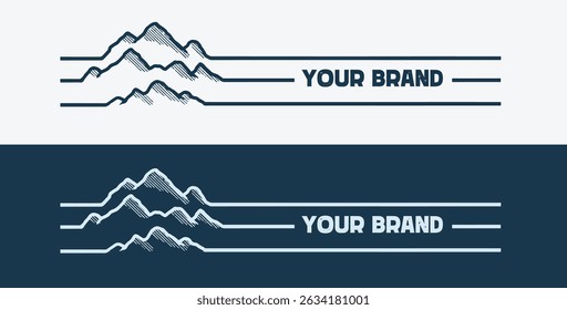 Minimalist Mountains Logo Vector Illustration Hand drawn Design for Outdoor Brand, T-shirt, and Nature Wild Adventure