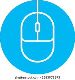 A minimalist Mouse icon with a clean white outline on a light Cambridge blue background. Modern and sleek, symbolizing navigation, control, and seamless digital interaction.
