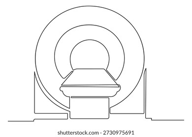 Escáner minimalista de la resonancia magnética línea continua que dibuja el contorno simple de la radiología aislado