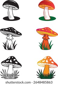 Minimalist mushroom icon, vector art