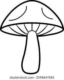 Minimalist Mushroom Outline – Black Vector Illustration