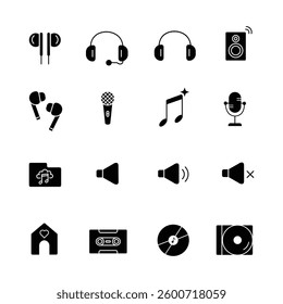 Minimalist Music and Audio Glyph Icon Set