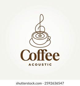 minimalist music and coffee line art icon logo vector illustration design. simple modern retro music cafe logo concept
