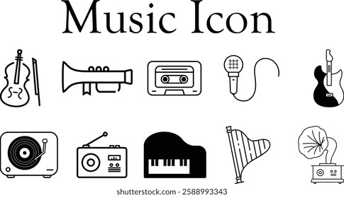 Minimalist Music Instrument Icon Set