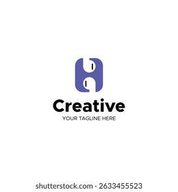Minimalist music logo, a logo with letter H and earphone for your brand