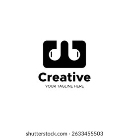 Minimalist music logo, a logo with letter W and earphone for your brand