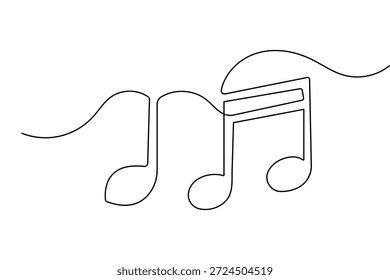 Minimalistische Noten durchgehende Linienzeichnung und elegantes Umrisssymbol einzeln auf Weiß