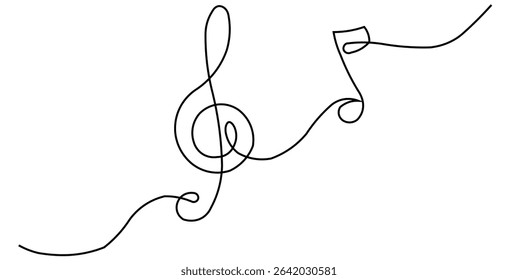 Minimalist Music Note Line Art, Treble Clef Graphic