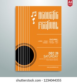 Minimalist Music poster, flyer, brochure template. vector illustration