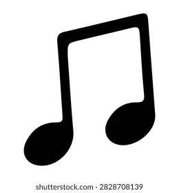 Minimalist musical note icon representing music, melody, and sound on a plain white background for versatile use in design and media.
